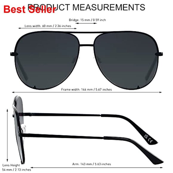Oversized Aviator Sunglasses UV400 Protection Large Frame Fashion main image 4